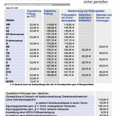 Gebühren Behörde + TÜV